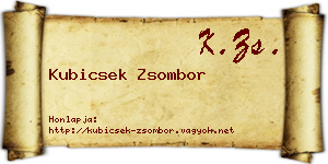 Kubicsek Zsombor névjegykártya